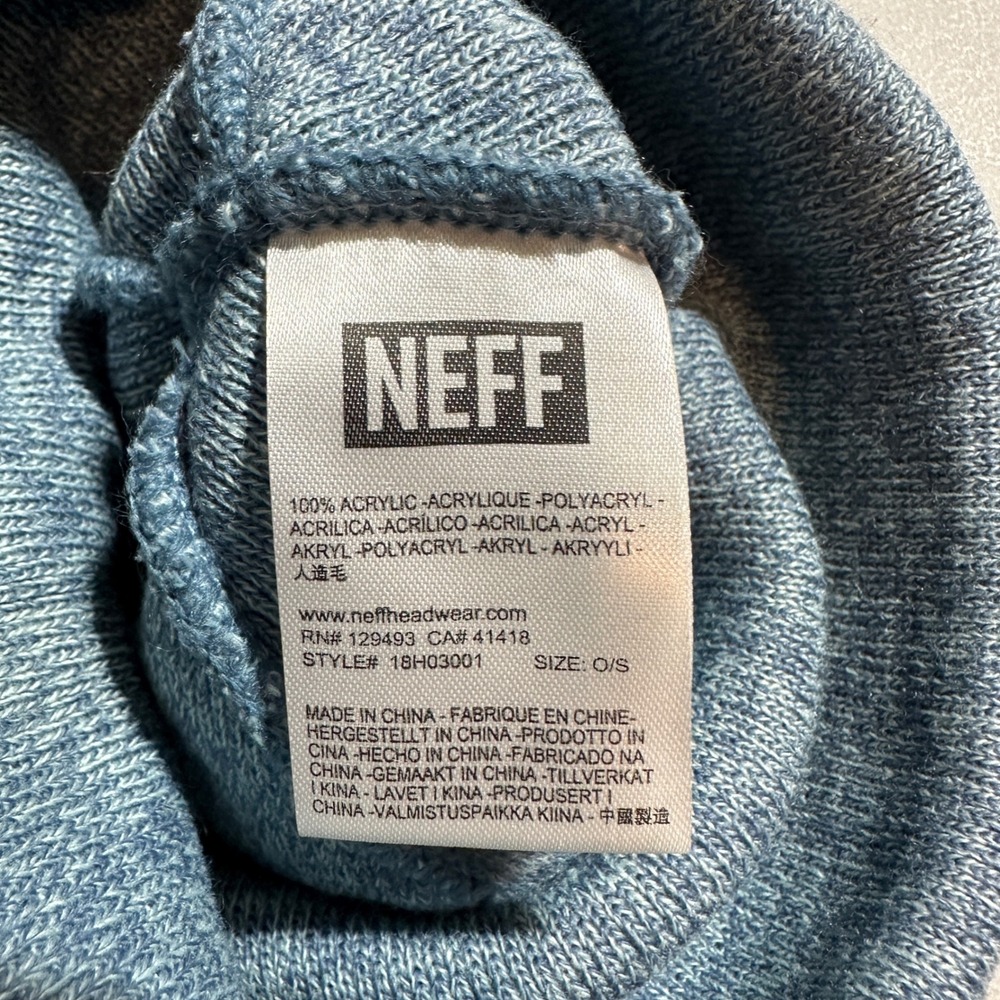 Neff Beanie Hat Blue Marl Knit Cuffed Hex‎ Logo Patch Mens Womens O/S 18H03001 - Picture 3 of 5